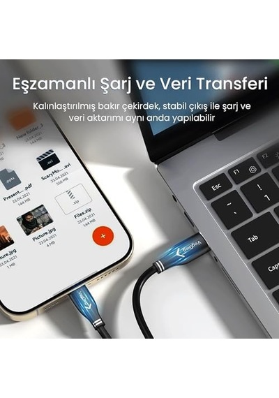 Usb 3.0 To Type-c 60w 10gbps Data Ve Şarj Kablosu 1 Metre