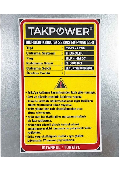 Takpower 2 Ton Uzun Şase Hidrolik Timsah Kriko