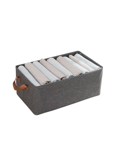 Dolap İçi Kumaş Kıyafet Düzenleyici Kutu 47x28x19.5 Cm - Katlanabilir Gardırop Raf İçi Düz Giysi Düzenleme Diğer