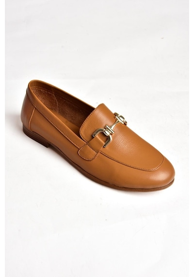Fox Shoes S944037903 Taba Hakiki Deri Kadın Babet Taba