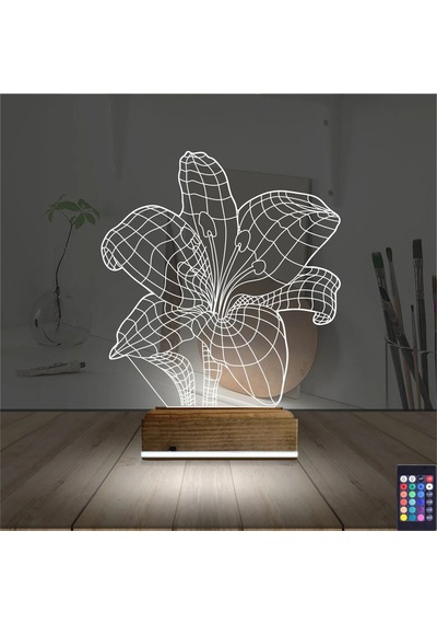 Luvivia Orkide Çiçek 3d Lamba - Masa Gece Lambası Şeffaf