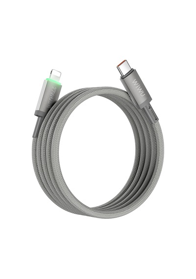 Wiwu Wi-c083 Maglink Serisi Işıklı Magnetik Type-c To Lightning Pd Data Ve Şarj Kablosu 27w 1m Gri