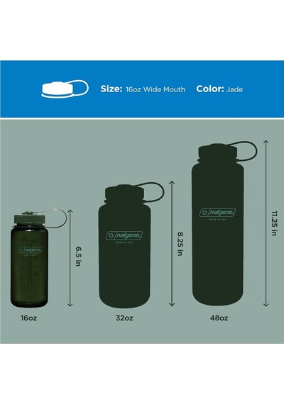 Nalgene Sustain Tritan Bpa İçermeyen Su Şişesi,%50 Plastik Atıktan, 473 Gr, Geniş Ağız, Yeşim Taşı Çok Renkli