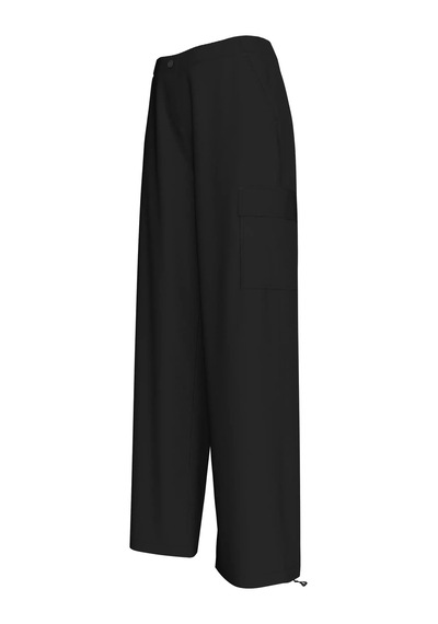 Calvin Klein Brushed Cotton Cargo Kadın Siyah Pantolon