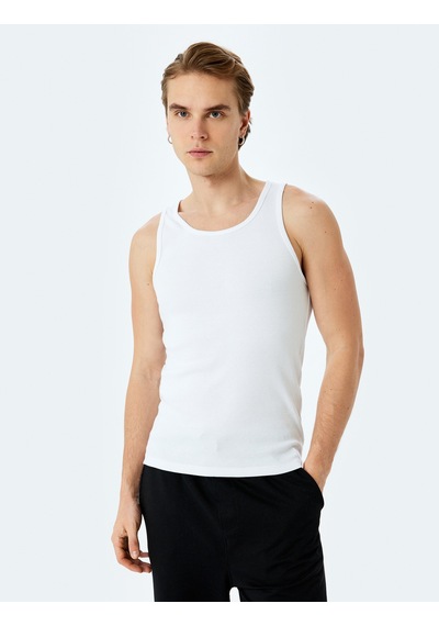 Koton Bisiklet Yaka Slim Fit Kolsuz Basic Atlet Beyaz 5sam30003mk Beyaz