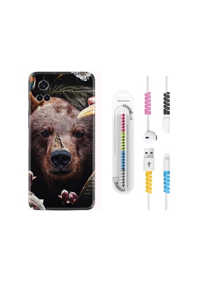 Vivo Y53S Kılıf Rasta Boyun Askılı Flowers Bear 1337