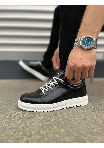 Dmr Elegance Jy152 Cool Bağcıklı Rugan Erkek Günlük Spor Klasik Ayakkabı Rbt - Siyah