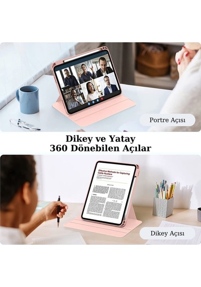 10.9 Inc 10.nesil Uyumlu 360 Dönebilen Standlı Pino Apple Uyumlu iPad Tablet Kılıfı Kılıf