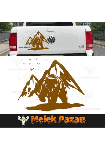 Ayı Dağ Manzarası Off Road Oto Sticker, Araba Sticker