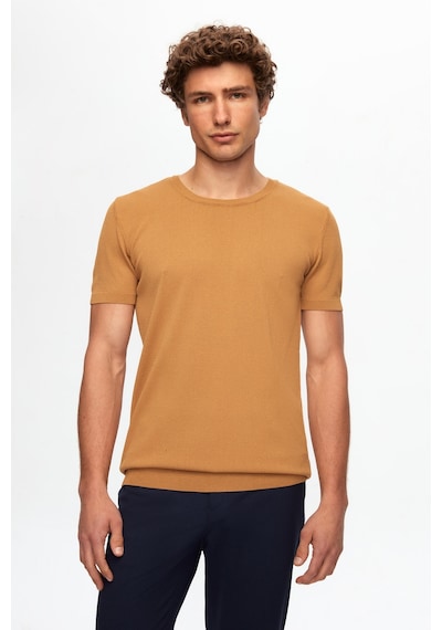 D's Damat Slim Fit Camel Düz Örgü T-Shirt 0Ef069421003M Camel