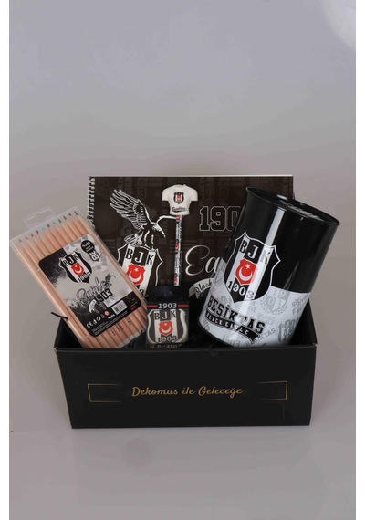 Dekomus Gıft Box Özel Kutulu Lisanslı Beşiktaş Kırtasiye ve Boyama Seti Büyük Boy Kumbara İle Beraber