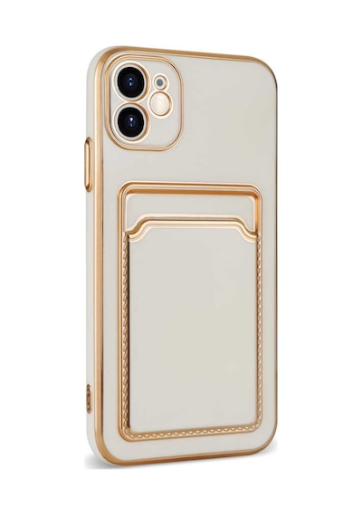 Apple Uyumlu  iPhone 12 Kilif Bark Kartlikli Kenarlari Altin Renk Kilif 558089730