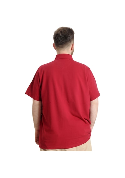 Mode Xl Büyük Beden Erkek T-Shirt Polo Parçalı Summer 23331 Bordo 001