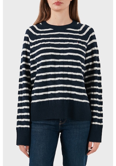Tommy Hilfiger Bayan Kazak Ww0ww48394 0y7 Lacivert-beyaz Lacivert-beyaz