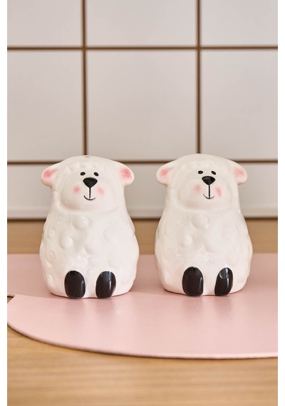 Karaca Sheepy Tuzluk Ve Biberlik Beyaz 8x4,4 Cm Beyaz