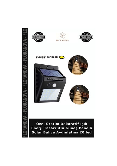 Özel Üretim Dekoratif Işık Enerji Tasarruflu Güneş Panelli Solar Bahçe Aydınlatma 20 Led