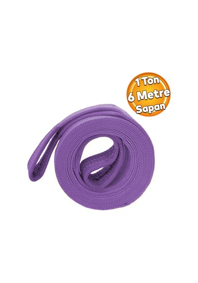 Yük Kaldırma Taşıma İndirme Araç Çekme Halat Sapan Polyester Spanzet Lila Renk 1 Ton 6 Metre Sağlam