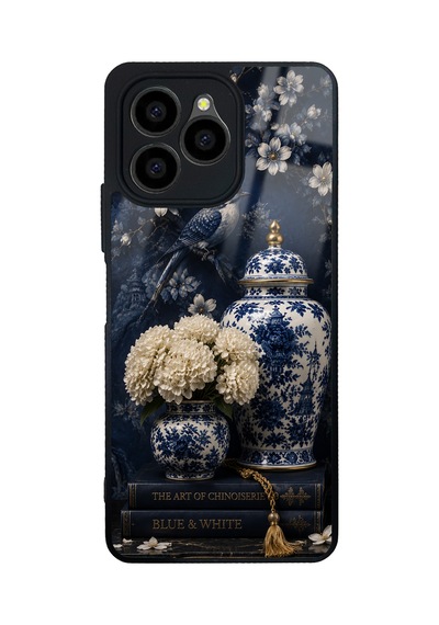 Omix X6 Chinoiserie Blue Bloom Tasarımlı Glossy Telefon Kılıfı