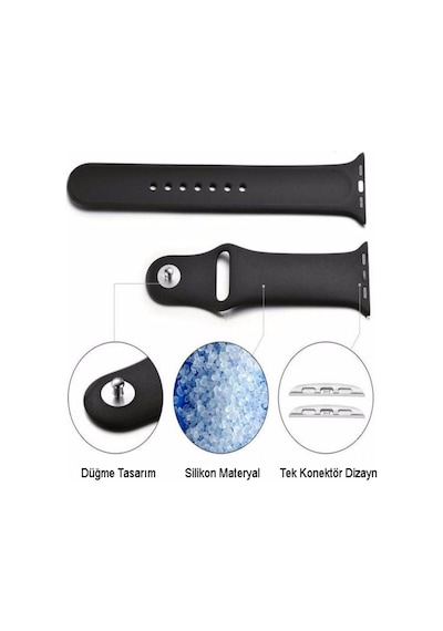 Apple Uyumlu  Watch  2/ 3/ 4/ 5/ 6/ 7/ 8/ Se Kayış 38/ 40/ 41mm Yumuşak Silikon Large Kordon