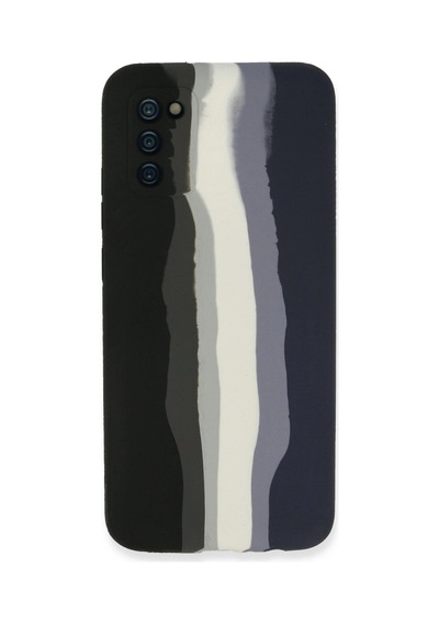 Samsung Galaxy Uyumlu  A03s Kılıf Ebruli Lansman Silikon - Siyah-lacivert