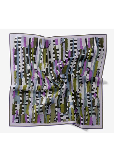 Silk Home Twill İpek Eşarp Şerit Yeşil Çok Renkli