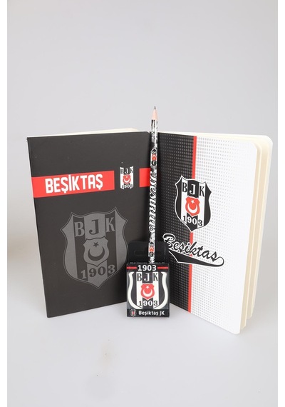 Lisanslı Beşiktaş Noktalı Defter,kurşun Kalem Ve Silgi Seti Altın