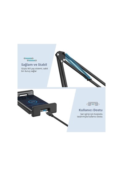 Uzun Kollu Ayarlanabilir Masaüstü Tablet Ve Telefon Tutucu