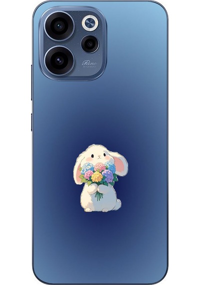 Oppo Reno 15f Uyumlu Çiçekli Tavşan Baskılı Silikon Kılıf Renkli