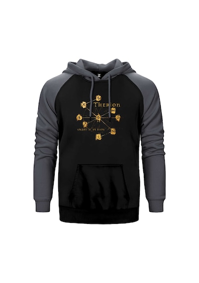 Therion Secret Of The Runes Gri Renk Reglan Kol Kapşonlu Sweatshirt Gri