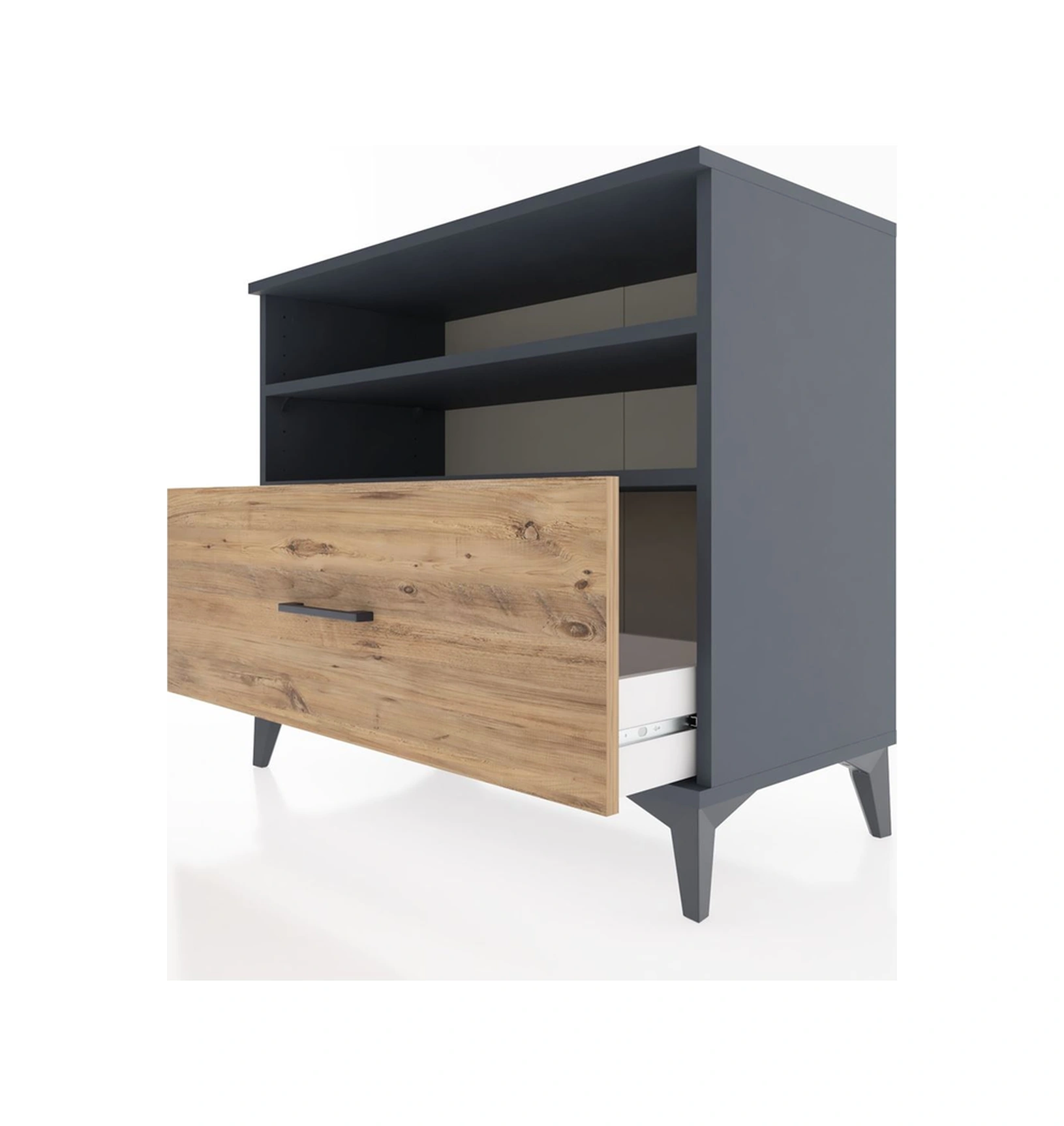 Hyperion Şifonyer 2 Raflı Tek Çekmeceli 88x44x80 Antrasit-çam Antrasit