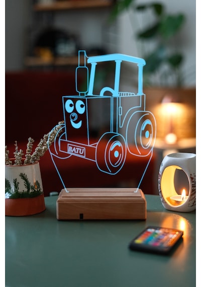 Çocuklara Özel Hediye 3D Sevimli Traktör Led Masaüstü Lamba