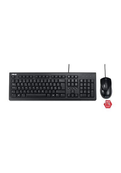 Asus U2000 Q Türkçe 1000dpı Usb Siyah Kablolu Klavye Mouse Set - U2000-kbm-tr-q Kdo