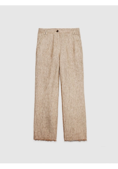 Sisley Keten Paçaları Dikişsiz Düz Paça Çizgisiz Pantolon Kadın Siyah Mix Pantolon - 324p4nthlf055