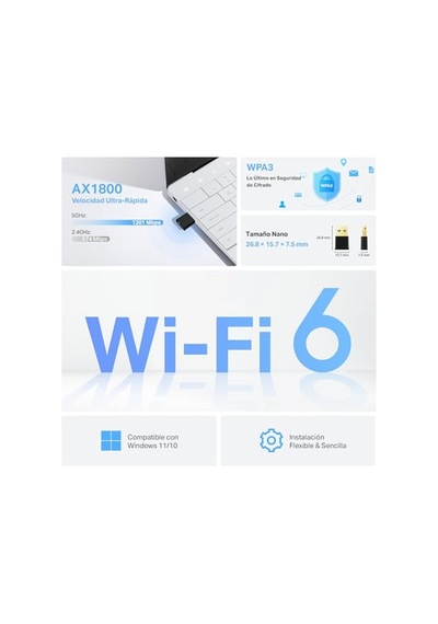 Archer Tx20u Nano, Ax1800 Mbps, Çift Bant, Mu-mımo, Usb 2.0, Wpa3, Windows 10/11 Uyumlu, Wi-fi 6 Nano Usb Adaptör