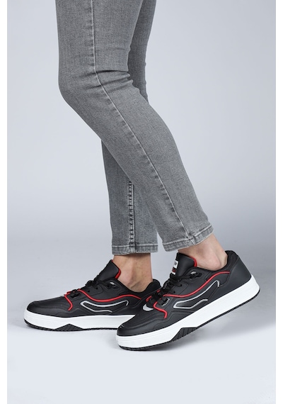 Jump 28520 Siyah - Beyaz Erkek Sneaker Günlük Spor Ayakkabı Siyah - Kırmızı