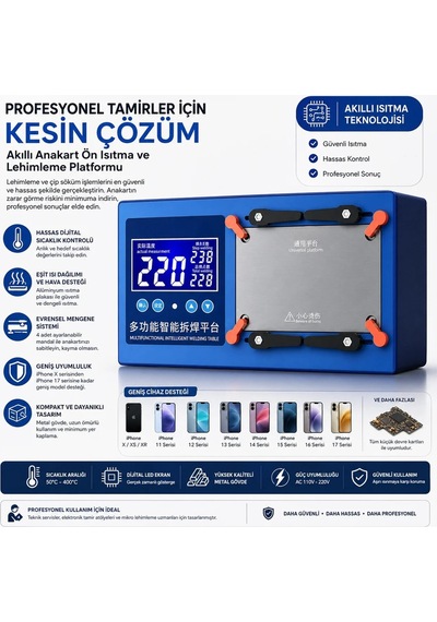 Çok Fonksiyonlu Akıllı Anakart Ön Isıtma Ve Lehimleme Platformu İphone X-17 Uyumlu Tamir İstasyonu
