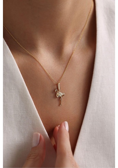 Flamingo Kilitli Charm Kolye Ucu