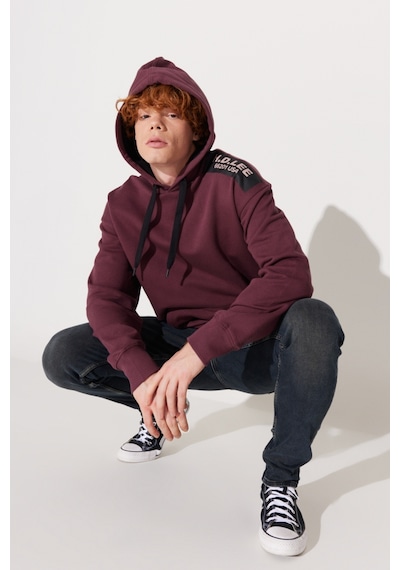 Lee Loose Fit Rahat Kesim Bordo Erkek Kapüşonlu Sweatshirt L232275838 Bordo