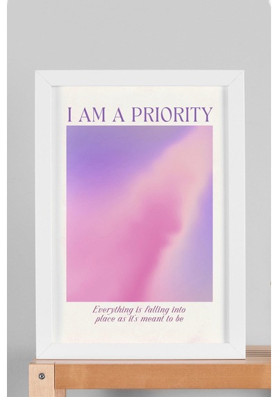 I Am A Priority Çerçeveli Tablo Aura Enerji Renkleri - Ben Bir Önceliğim