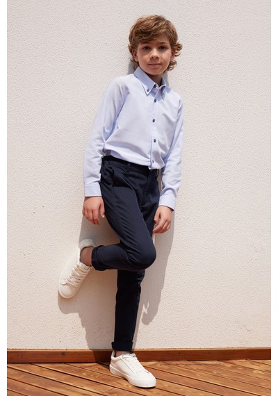 AC&Co / Altınyıldız Classics Lacivert Slim Fit Dar Kesim Yan Cepli Pamuklu Esnek Çocuk Chino Pantolon Lacivert