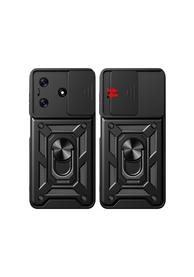 Zore Tecno Spark 10c Kılıf Magnetik Standlı Kamera Korumalı Ogaa Sürgülü Vega Kapak - Siyah