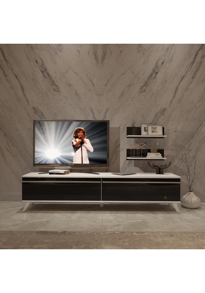 Decoraktiv Eko 4 Mdf Std Retro Tv Ünitesi Tv Sehpası Beyaz - Siyah