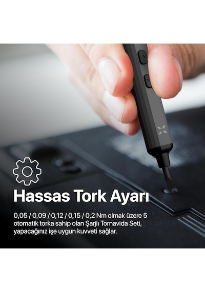 Hassas Şarjlı Otomatik Tornavida Vidalama Seti 5 Nm Tork Screwdriver 68 Parça X6832