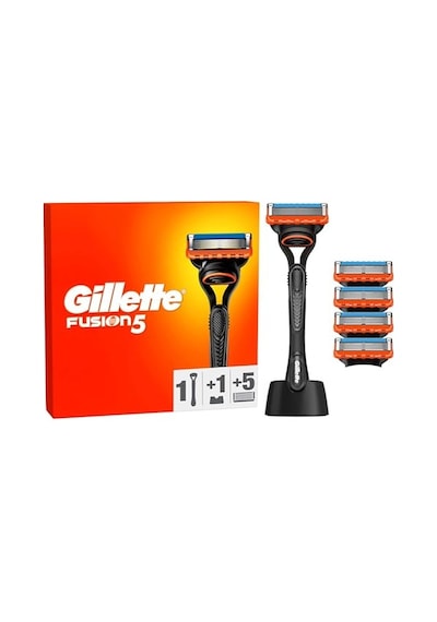 Gillette Fusion Tıraş Makinesi + 5 Adet Yedek Tıraş Bıçağı + Premium Stand Hediyeli Paket
