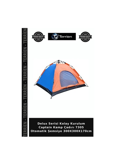 Delux Serisi Kolay Kurulum Captain Kamp Çadırı 7305 Otomatik Şemsiye 300x300x170cm Standart