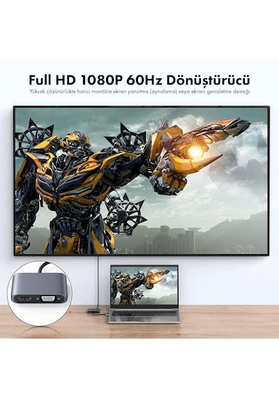 Microcase Usb 3.0 - Hdmı Vga Adaptörü, Usb'den Vga'ya Hdmı Dönüştürücü Monitör Ekranı Video Adaptörü Dönüştürücü İle Uyumlu - Al5862 Siyah