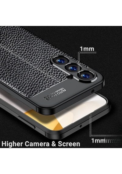 Samsung Galaxy S24 Uyumlu Deri Desenli Silikon Kılıf - Ultra Darbe Emici Kamera Korumalı Kapak Siyah