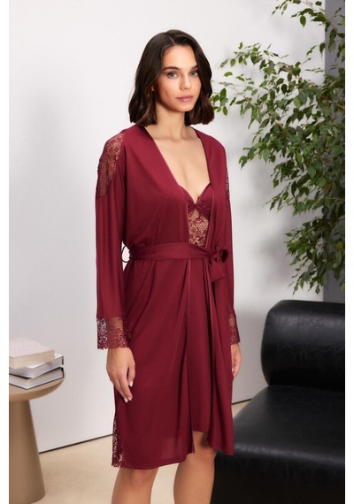 Pierre Cardin Bordo 6'lı Modal Gecelik Sabahlık Çeyiz Seti 5000 Bordo