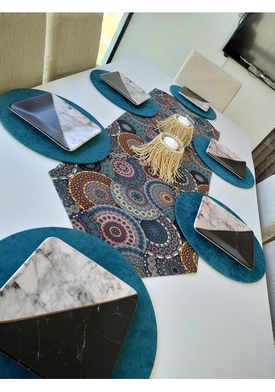 Ayşemce Amerikan Servis Takım Otantik Desenli Runner 6 Koyu Su Yeşili Supla A-home025 Diğer