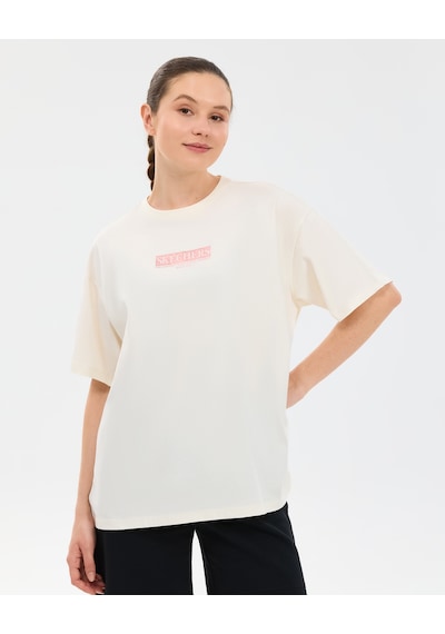 Skechers W Oversize Fit Graphic T-shirt Kadın Beyaz Tshirt S2610063-3855
